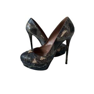 VALENTINO Snake Print Rockstud Leather Platform Heels Size 38.5